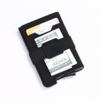 Bőr bankkártya tartó - papírpénz csiptetővel - fekete